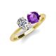 4 - Tanya Oval Shape GIA Certified Diamond & Cushion Shape Amethyst 2 Stone Duo Ring 