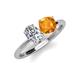 4 - Tanya Oval Shape GIA Certified Diamond & Cushion Shape Citrine 2 Stone Duo Ring 