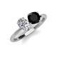 4 - Tanya Oval Shape GIA Certified Diamond & Cushion Shape Black Onyx 2 Stone Duo Ring 