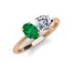 4 - Tanya Oval Shape Emerald & Cushion Shape GIA Certified Diamond 2 Stone Duo Ring 