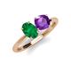 4 - Tanya Oval Shape Emerald & Cushion Shape Amethyst 2 Stone Duo Ring 
