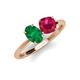 4 - Tanya Oval Shape Emerald & Cushion Shape Ruby 2 Stone Duo Ring 