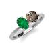 4 - Tanya Oval Shape Emerald & Cushion Shape Smoky Quartz 2 Stone Duo Ring 