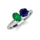 4 - Tanya Oval Shape Emerald & Cushion Shape Blue Sapphire 2 Stone Duo Ring 