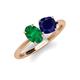 4 - Tanya Oval Shape Emerald & Cushion Shape Blue Sapphire 2 Stone Duo Ring 