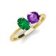 4 - Tanya Oval Shape Emerald & Cushion Shape Amethyst 2 Stone Duo Ring 