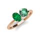 4 - Tanya Oval Shape Emerald & Cushion Shape Lab Created Alexandrite 2 Stone Duo Ring 