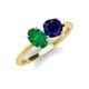 4 - Tanya Oval Shape Emerald & Cushion Shape Blue Sapphire 2 Stone Duo Ring 