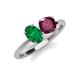 4 - Tanya Oval Shape Emerald & Cushion Shape Rhodolite Garnet 2 Stone Duo Ring 