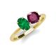 4 - Tanya Oval Shape Emerald & Cushion Shape Rhodolite Garnet 2 Stone Duo Ring 