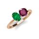 4 - Tanya Oval Shape Emerald & Cushion Shape Rhodolite Garnet 2 Stone Duo Ring 