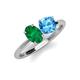 4 - Tanya Oval Shape Emerald & Cushion Shape Blue Topaz 2 Stone Duo Ring 