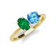 4 - Tanya Oval Shape Emerald & Cushion Shape Blue Topaz 2 Stone Duo Ring 