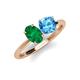 4 - Tanya Oval Shape Emerald & Cushion Shape Blue Topaz 2 Stone Duo Ring 