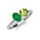 4 - Tanya Oval Shape Emerald & Cushion Shape Peridot 2 Stone Duo Ring 