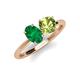 4 - Tanya Oval Shape Emerald & Cushion Shape Peridot 2 Stone Duo Ring 