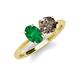 4 - Tanya Oval Shape Emerald & Cushion Shape Smoky Quartz 2 Stone Duo Ring 