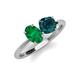 4 - Tanya Oval Shape Emerald & Cushion Shape London Blue Topaz 2 Stone Duo Ring 