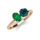 4 - Tanya Oval Shape Emerald & Cushion Shape London Blue Topaz 2 Stone Duo Ring 