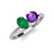 4 - Tanya Oval Shape Emerald & Cushion Shape Amethyst 2 Stone Duo Ring 