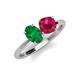 4 - Tanya Oval Shape Emerald & Cushion Shape Ruby 2 Stone Duo Ring 