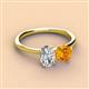 3 - Tanya Oval Shape IGI Certified Lab Grown Diamond & Cushion Shape Citrine 2 Stone Duo Ring 