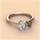 3 - Tanya Oval Shape IGI Certified Lab Grown Diamond & Cushion Shape Smoky Quartz 2 Stone Duo Ring 
