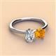 3 - Tanya Oval Shape IGI Certified Lab Grown Diamond & Cushion Shape Citrine 2 Stone Duo Ring 