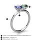 5 - Tanya Oval Shape Iolite & Cushion Shape Lab Created Alexandrite 2 Stone Duo Ring 