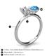 5 - Tanya Oval Shape Forever One Moissanite & Cushion Shape Blue Topaz 2 Stone Duo Ring 