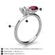5 - Tanya Oval Shape Forever Brilliant Moissanite & Cushion Shape Rhodolite Garnet 2 Stone Duo Ring 