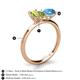 5 - Tanya Oval Shape Peridot & Cushion Shape Blue Topaz 2 Stone Duo Ring 