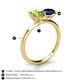 5 - Tanya Oval Shape Peridot & Cushion Shape Blue Sapphire 2 Stone Duo Ring 