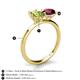 5 - Tanya Oval Shape Peridot & Cushion Shape Rhodolite Garnet 2 Stone Duo Ring 