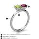 5 - Tanya Oval Shape Peridot & Cushion Shape Rhodolite Garnet 2 Stone Duo Ring 