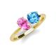 4 - Tanya Oval Shape Pink Sapphire & Cushion Shape Blue Topaz 2 Stone Duo Ring 