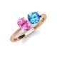 4 - Tanya Oval Shape Pink Sapphire & Cushion Shape Blue Topaz 2 Stone Duo Ring 