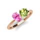 4 - Tanya Oval Shape Pink Sapphire & Cushion Shape Peridot 2 Stone Duo Ring 