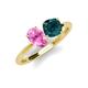4 - Tanya Oval Shape Pink Sapphire & Cushion Shape London Blue Topaz 2 Stone Duo Ring 