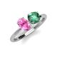 4 - Tanya Oval Shape Pink Sapphire & Cushion Shape Lab Created Alexandrite 2 Stone Duo Ring 