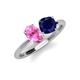 4 - Tanya Oval Shape Pink Sapphire & Cushion Shape Blue Sapphire 2 Stone Duo Ring 
