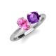 4 - Tanya Oval Shape Pink Sapphire & Cushion Shape Amethyst 2 Stone Duo Ring 