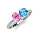 4 - Tanya Oval Shape Pink Sapphire & Cushion Shape Blue Topaz 2 Stone Duo Ring 