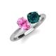 4 - Tanya Oval Shape Pink Sapphire & Cushion Shape London Blue Topaz 2 Stone Duo Ring 