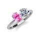 4 - Tanya Oval Shape Pink Sapphire & Cushion Shape Forever One Moissanite 2 Stone Duo Ring 