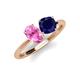 4 - Tanya Oval Shape Pink Sapphire & Cushion Shape Blue Sapphire 2 Stone Duo Ring 