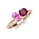 4 - Tanya Oval Shape Pink Sapphire & Cushion Shape Rhodolite Garnet 2 Stone Duo Ring 