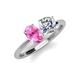 4 - Tanya Oval Shape Pink Sapphire & Cushion Shape IGI Certified Lab Grown Diamond 2 Stone Duo Ring 