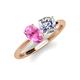 4 - Tanya Oval Shape Pink Sapphire & Cushion Shape IGI Certified Lab Grown Diamond 2 Stone Duo Ring 