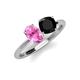 4 - Tanya Oval Shape Pink Sapphire & Cushion Shape Black Onyx 2 Stone Duo Ring 